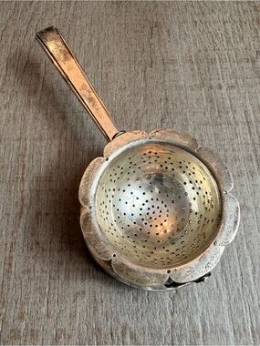 Vintage Marked Sterling 950 Tea Strainer and Stand